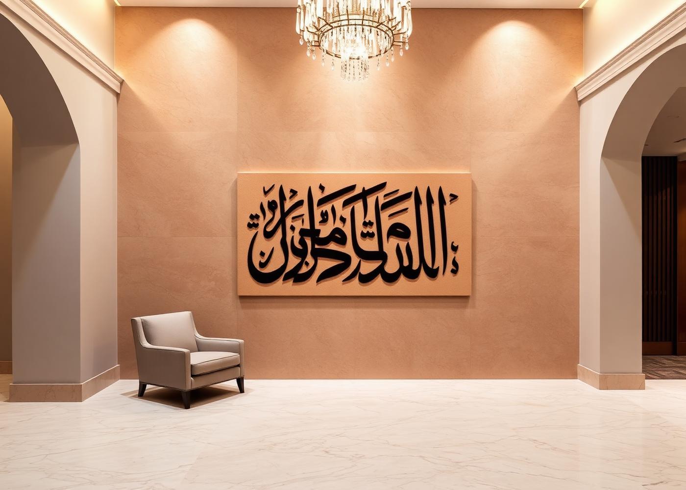 Bespoke calligraphy in a luxury hotel lobby
